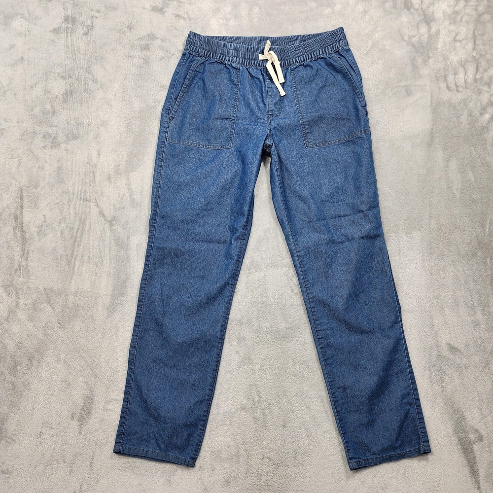 Blair Jeans Womens‎ 12 Blue High Rise Relaxed Straight Pull On Drawstring Denim